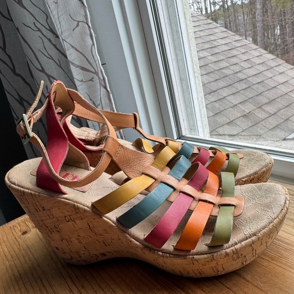 KORKS by Kork-Ease Rainbow Wedge Strap Sandals, 4.5” Cork Heel, Size US9/EU40.5 - Picture 11 of 11